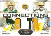 2009 Playoff Prestige Dual Patch Card of Aaron Rodgers & Greg Jennings #20/25